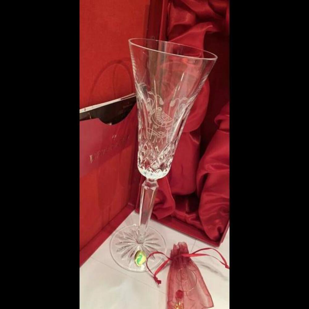 🔮🌲Waterford Crystal Lismore 12 Days Of Christmas Partridge 1st Champagne Flute
